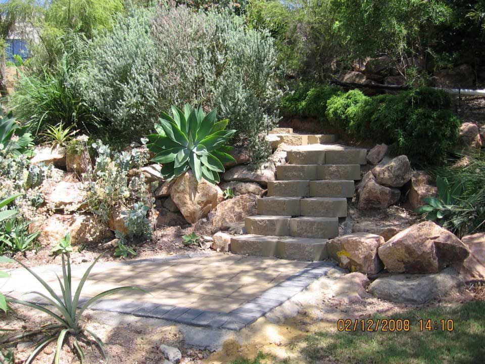 Large rock feature landscaping